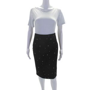 Elizabeth and James Womens Studded Zip Up Knee Length Pencil Skirt Black Size 4
